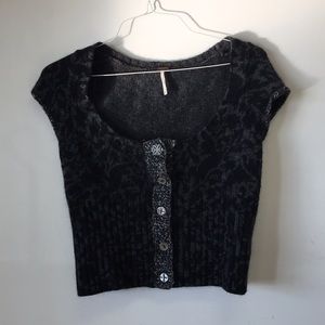 Free People Black Boho Sleeveless Sweater Size L